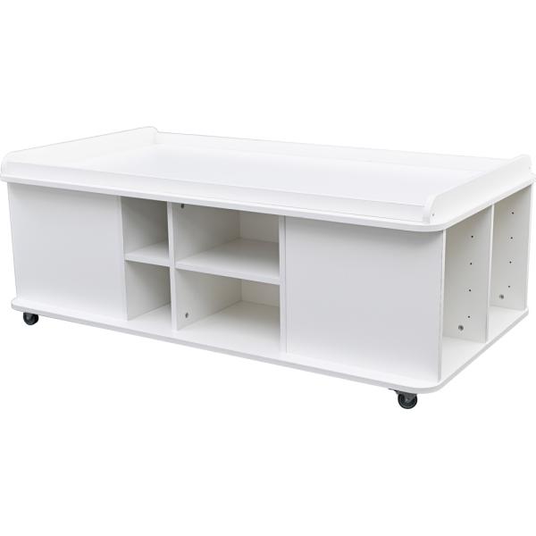 Grossflächiger Mehrzwecktisch auf Rollen, rechteckig, H 57, weiss