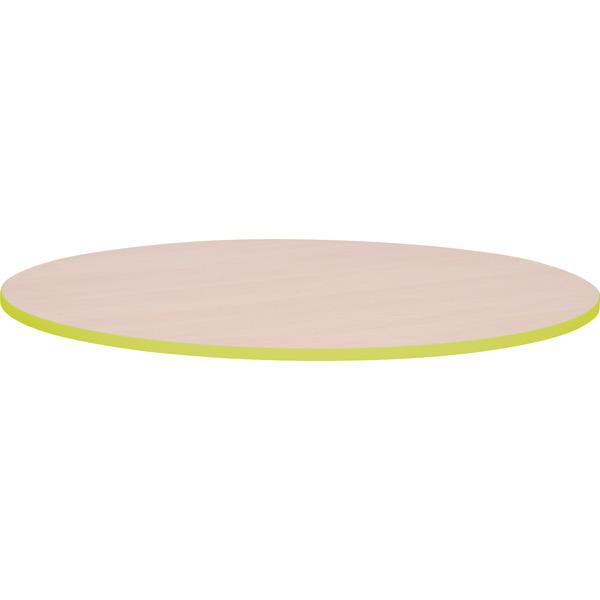 Tischplatte Quadro rund, Ahorn, Kante grün