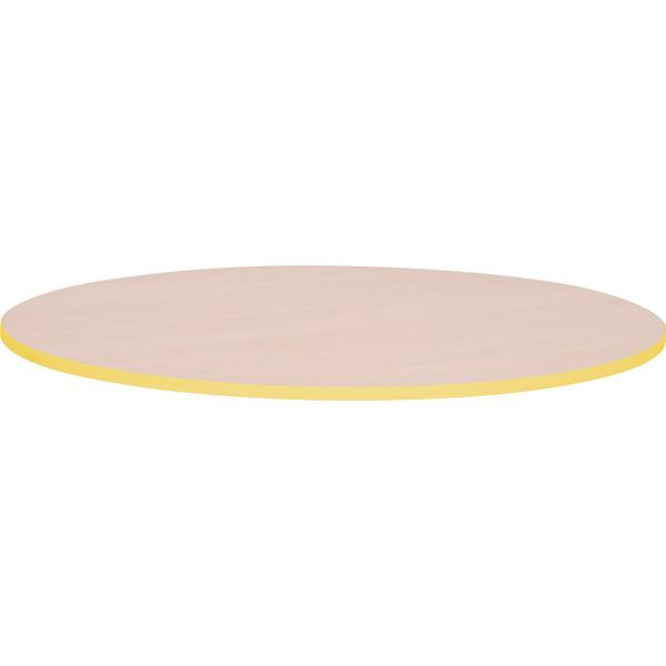 Tischplatte Quadro rund, Ahorn, Kante gelb