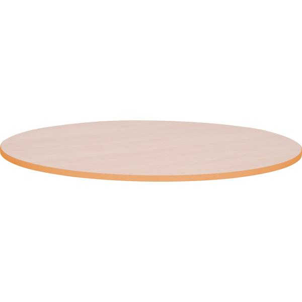Tischplatte Quadro rund, Ahorn, Kante orange