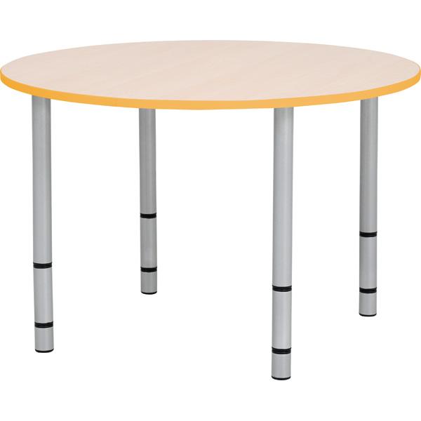 Tischplatte Quadro rund, Ahorn, Kante orange