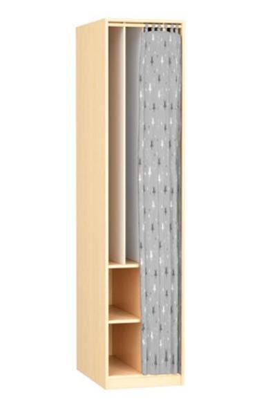 Kombischrank für 4 Matten und Decken, Birke, mit Vorhang, mit Sternchen