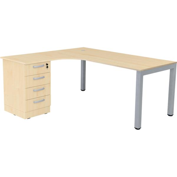 Grande L-Schreibtisch mit Metallbeinen