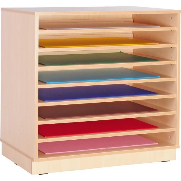 Schrank M mit tiefen Einlegeböden, auf Sockel