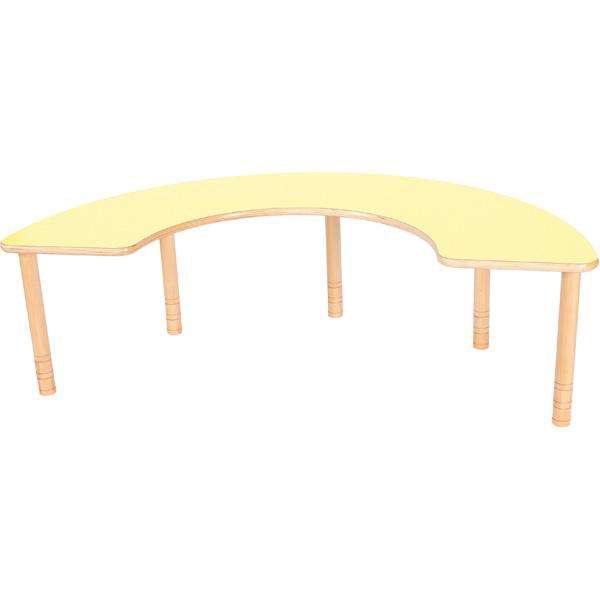Hufeisentisch, Tischhöhe: 40-58 cm, HPL gelb