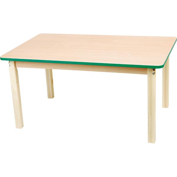 Tischplatte rechteckig, Ahorn, Kante grün