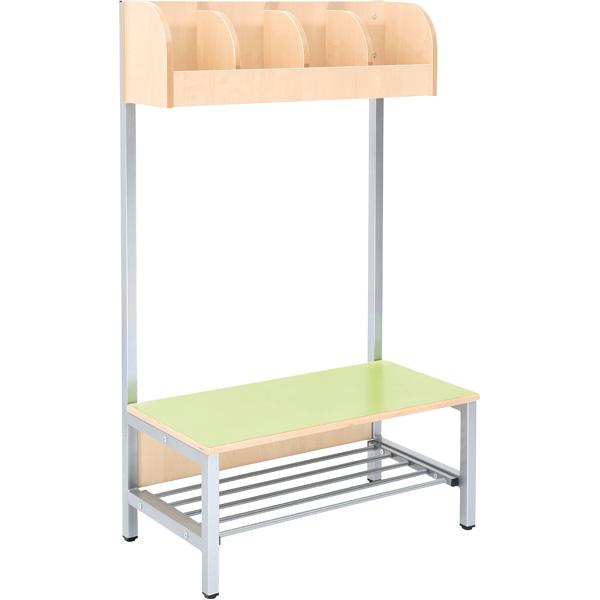 Garderobe Flexi 4 mit Gestell, Sitzhöhe: 35 cm, Fachbreite: 18 cm, grün