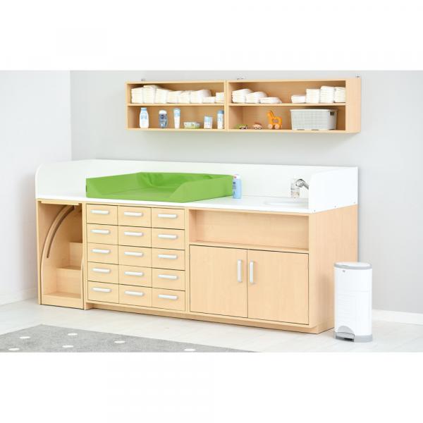 Wickelkommoden-Landschaft 1, T 75 cm, mit Waschbecken, Wickelauflage hellgrün