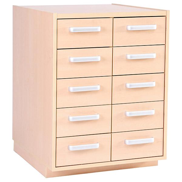 Wickelkommode mit 10 Schubladen, Birke (ohne Arbeitsplatte)