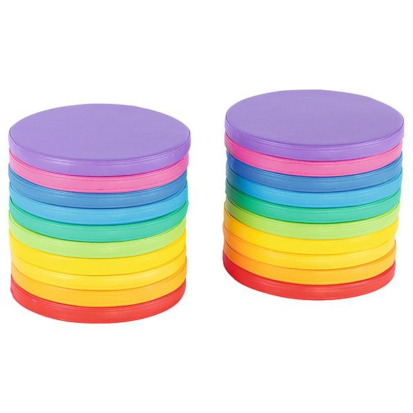 20-er Set Regenbogenkissen, rund