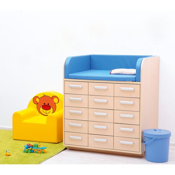 Wickelauflage, Seitenteile aufstellbar, mittel, blau