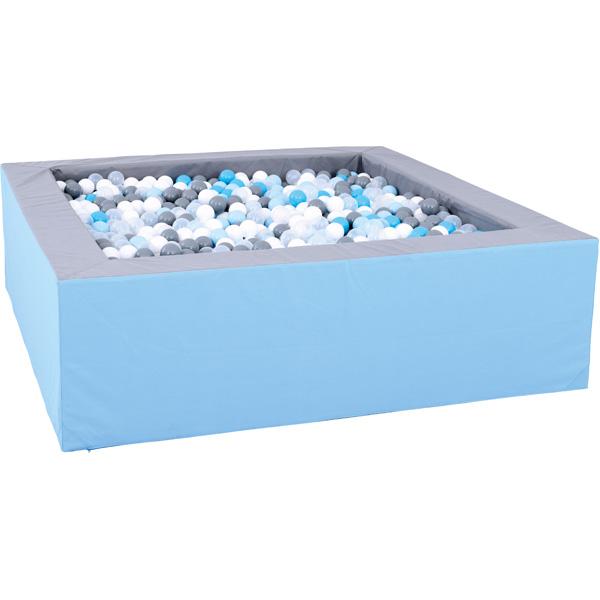 Ballbad 2 x 2 m, grau-hellblau, Wandhöhe 60 cm, inkl. Bälle