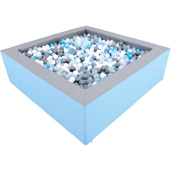 Ballbad 2 x 2 m, grau-hellblau, Wandhöhe 60 cm, inkl. Bälle