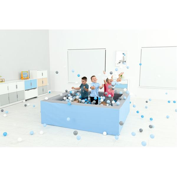 Ballbad 2 x 2 m, grau-hellblau, Wandhöhe 60 cm, inkl. Bälle