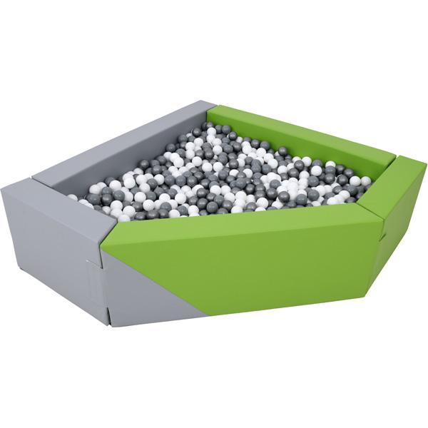 Ballbad 3eckig, grau-hellgrün, H 60 , inkl. Bälle