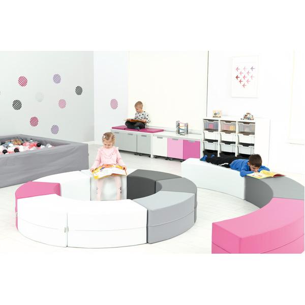 Achtelkreis-Sitz Paolo, kurz, grau