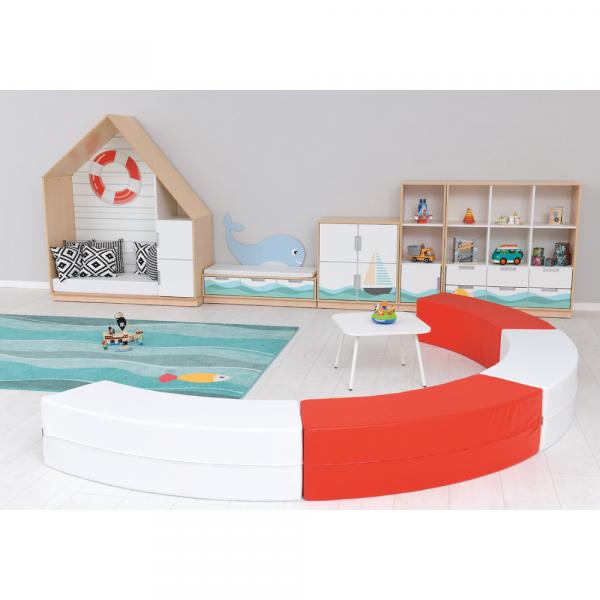 Achtelkreis-Sitz Paolo, lang, rot