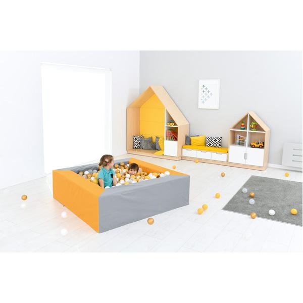 Ballbad 1,5 m, grau-senf, H 45, inkl. Bälle