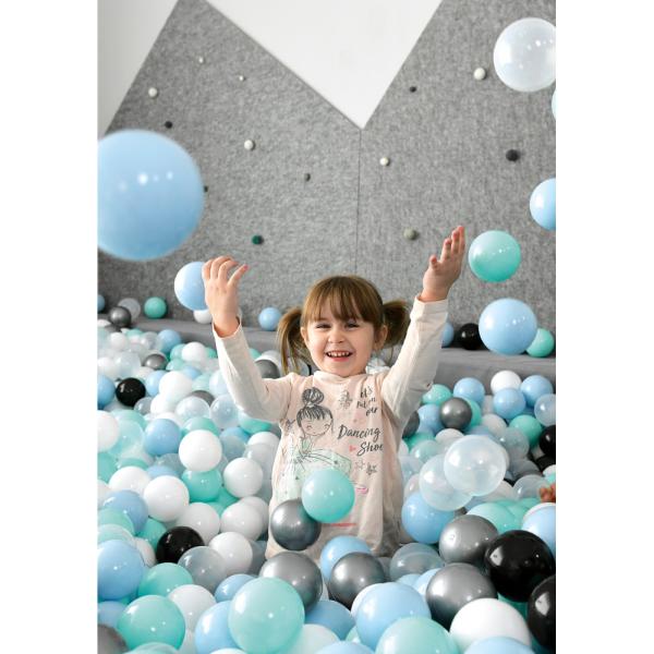 Ballbad R 3 m, grau, H 45, inkl. Bälle (blau-mint)