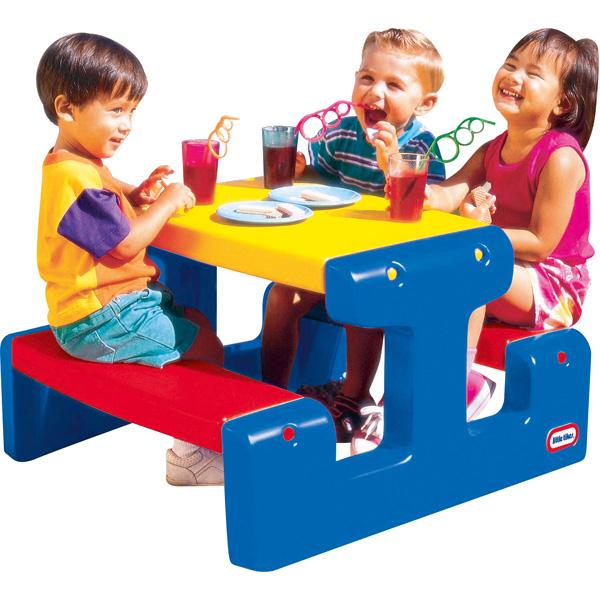 Picknicktisch, blau/rot/gelb