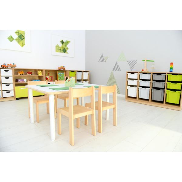 Stuhl Alex 3 mit Filzgleitern, Sitzhöhe 35 cm, für Tischhöhe 59 cm, Buche