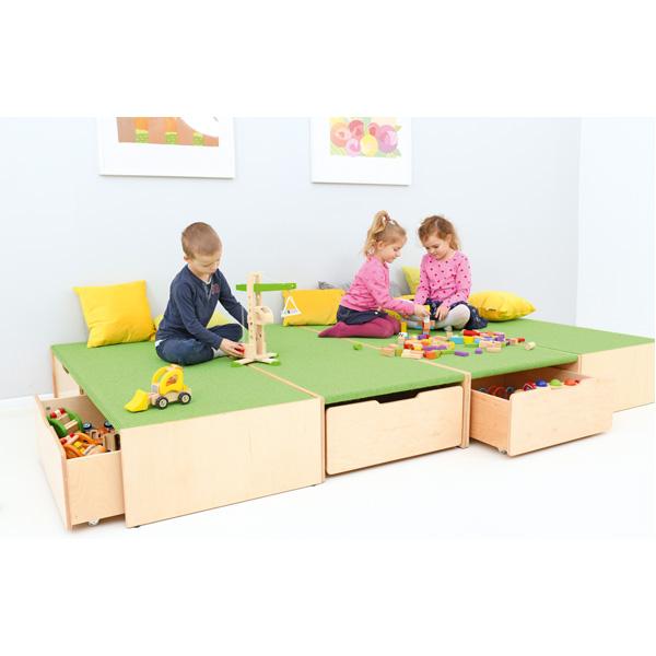 Podest für 2 Schübe, schmale Seite, hellgrün