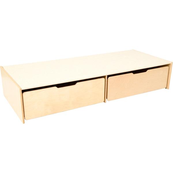 Podest für 2 Schübe, lange Seite, Linoleum beige