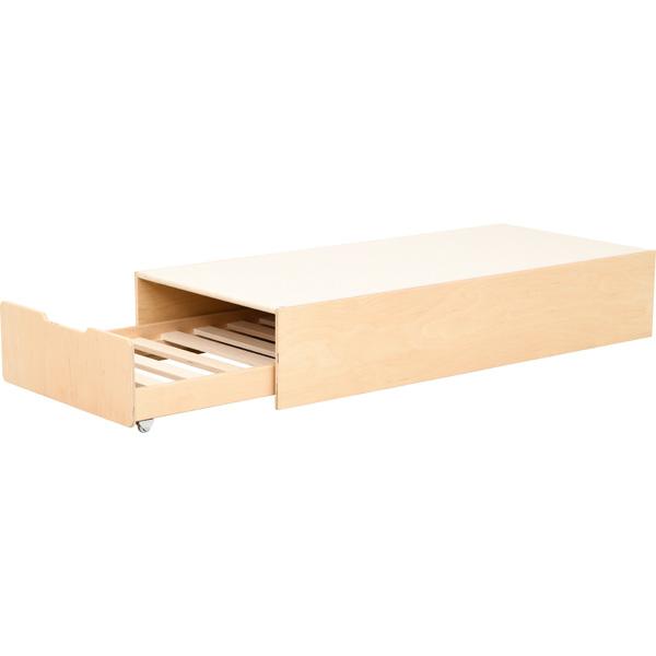 Podest mit Auszugsbett, Linoleum beige