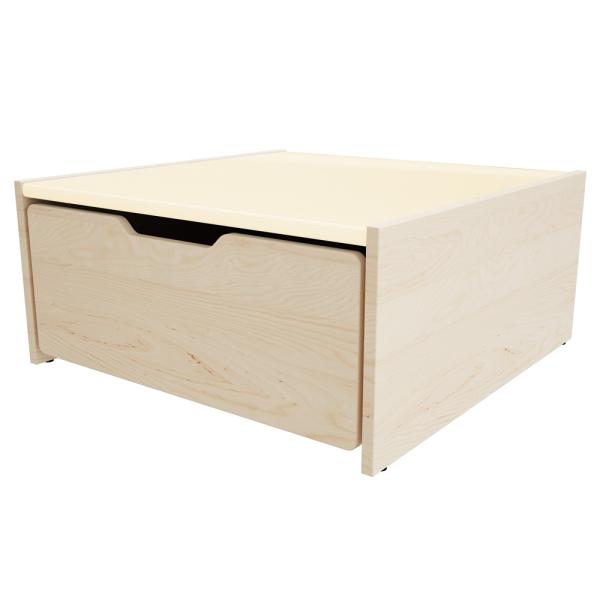 Spielpodest mit Rollkasten, Linoleum beige