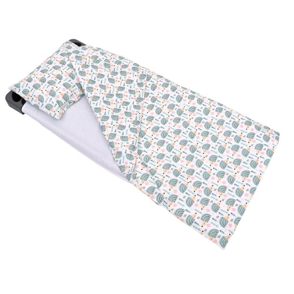 Bettwäscheset klein, mit Kissen und Decke, weiss mit Igelchen