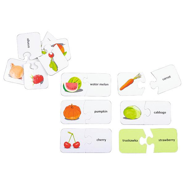 Zweiseitiges Puzzle zum Englischlernen - Obst und Gemüse