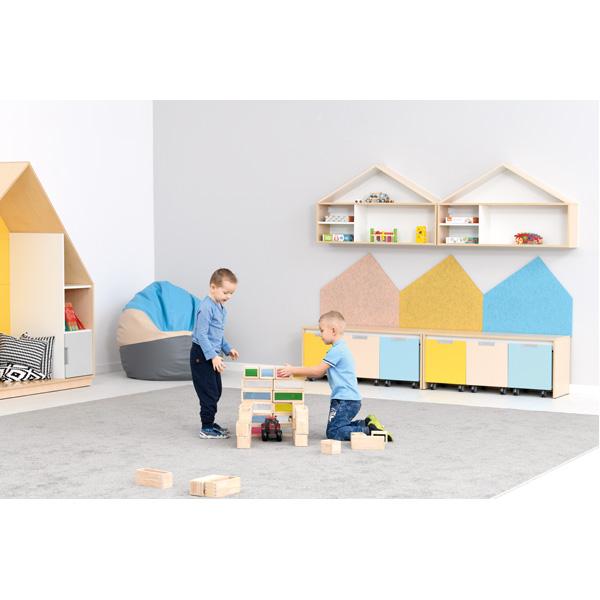 Wandschutz aus PET-Recyclingmaterial, Haus, H 65, blau