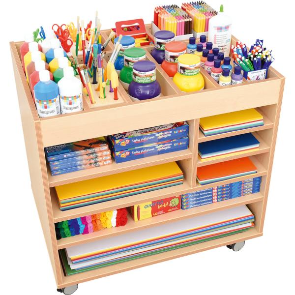 Bastelregal auf Rollen mit Zubehör