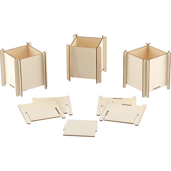 Holz Blumentöpfe zum Selbstgestalten, 4 Stck.