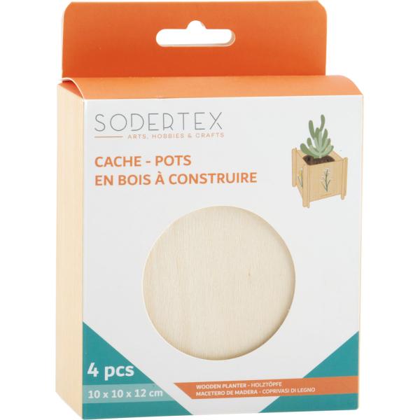 Holz Blumentöpfe zum Selbstgestalten, 4 Stck.