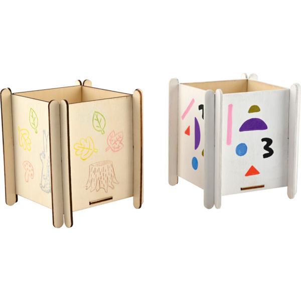 Holz Blumentöpfe zum Selbstgestalten, 4 Stck.