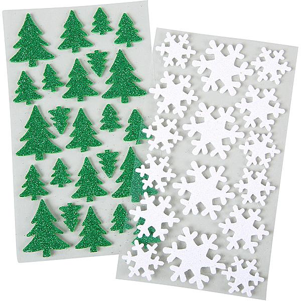 Moosgummi Glitter-Sticker – Tannenbäume