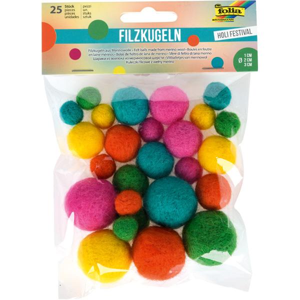 Filzkugeln, 25 Stck. - Kunterbunt