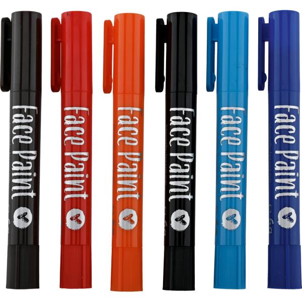Gesichtsmalstifte, 6 Farben - wild
