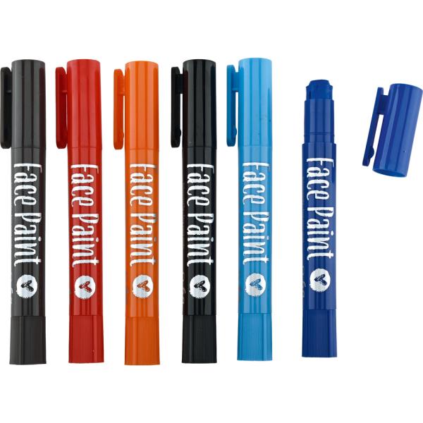 Gesichtsmalstifte, 6 Farben - wild