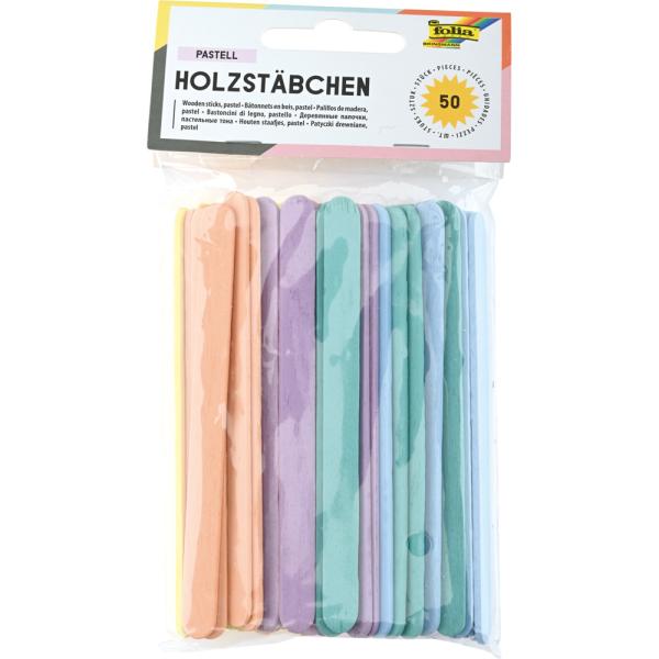 Holzstäbe, flach - pastell
