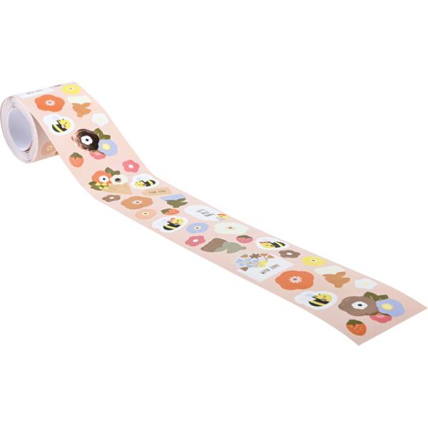 Sticker auf Rolle, Blumen und Bienen