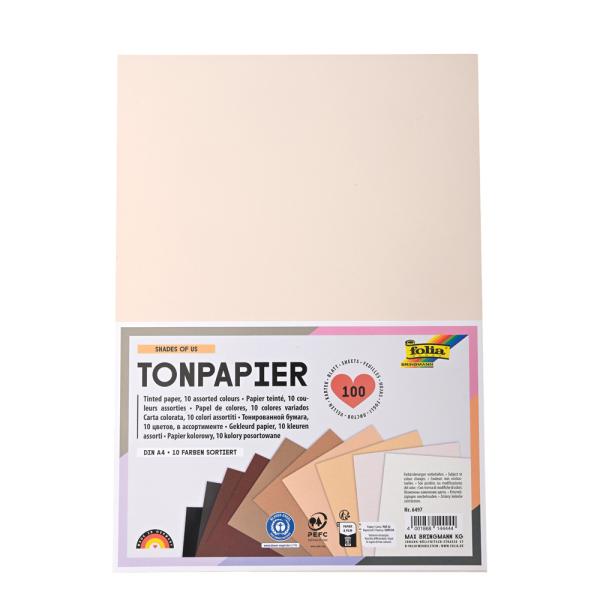 Farbiges Tonpapier, 100 Blatt, A4, 10 Farben