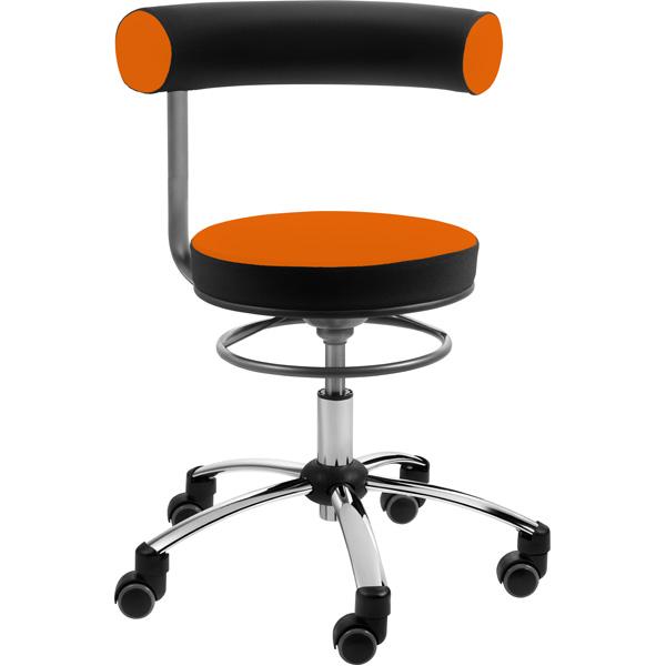 Sanus Gesundheitsstuhl mit Kunstlederbezug, feststellbare Bürorollen - orange/schwarz