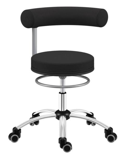 Sanus Gesundheitsstuhl mit Stoffbezug, SH 36-43 cm, Rollen mit Rollstopp - schwarz/schwarz