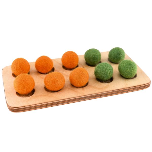 Sortiertafeln mit Filzkugeln zum Rechnenlernen