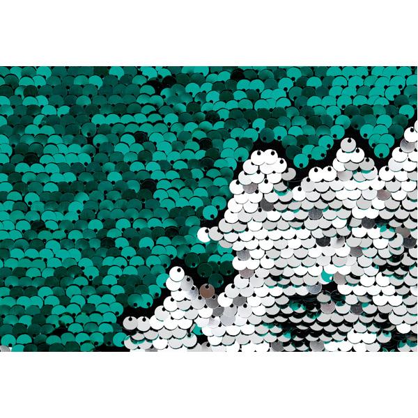 Wanddekoration mit Streichpailletten - Gras