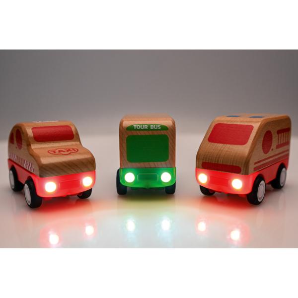 Holzautos mit Effekten, 3 Stck.