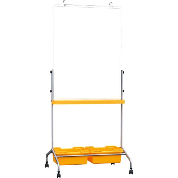 Magnetisches Whiteboard, mobil, 75 x 100 cm - gelbe Behälter