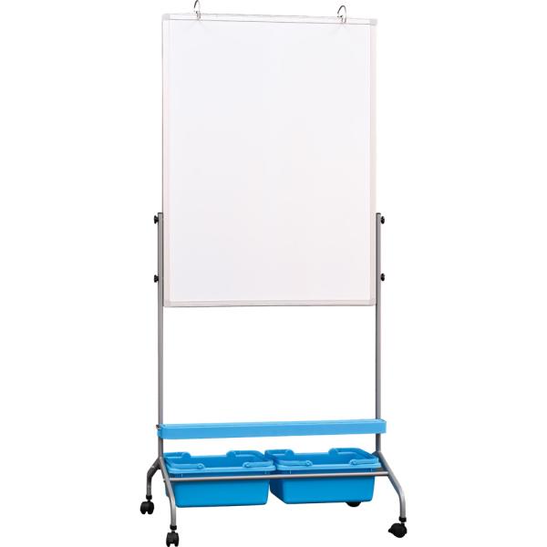 Magnetisches Whiteboard, mobil, 75 x 100 cm - blaue Behälter